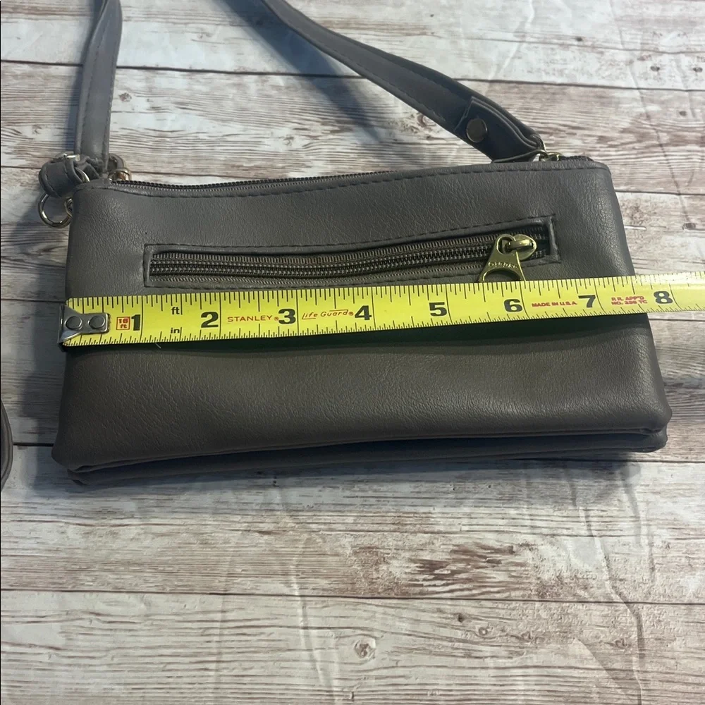 Orange Dark Gray Leather Clutch Wallet Bag